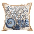 Saro Lifestyle SARO 5436.NB20S 20 in. Neptunian Square Seashells Filled Cotton Down Filled Throw Pillow - Natural 5436.NB20S